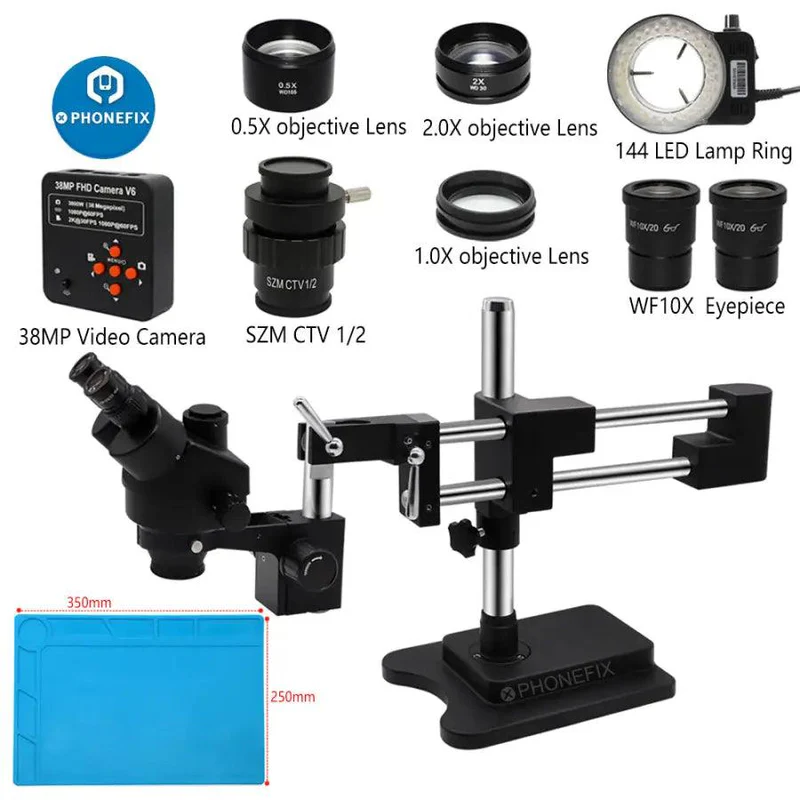 3.5X-90X Black Double Arm Ster - Stereo Trinocular Microscope Pcb ulasan dan harga