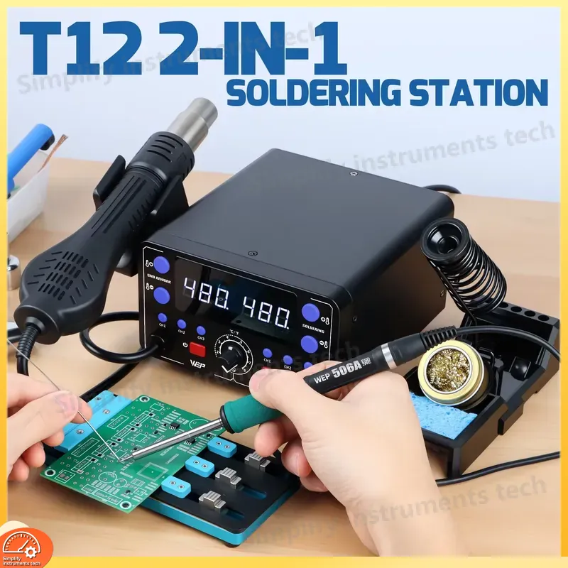 775W Soldering Station 2 in 1  - Hot Air Rework Station T12 ulasan dan harga