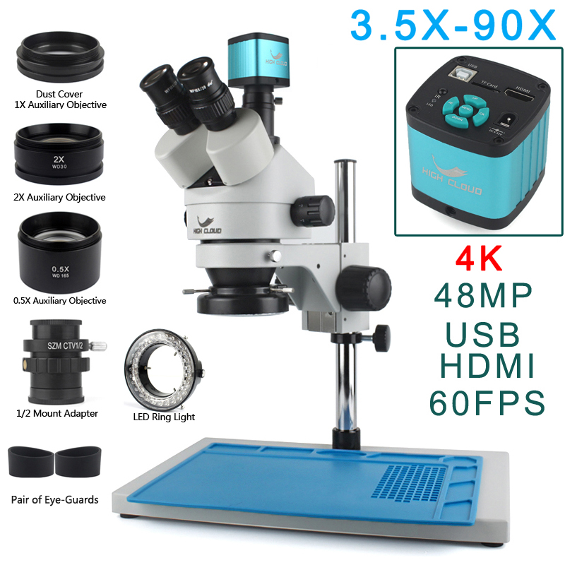 3.5X-90X Simul-Focal Stereo Tr - Stereo Trinocular Microscope Pcb ulasan dan harga